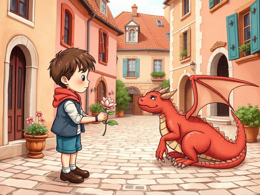 Marco et le dragon poli — Classic Storybook cover illustration