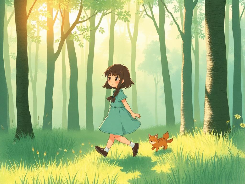 Maya and the Quiet Forest — Studio Ghibli cover illustration
